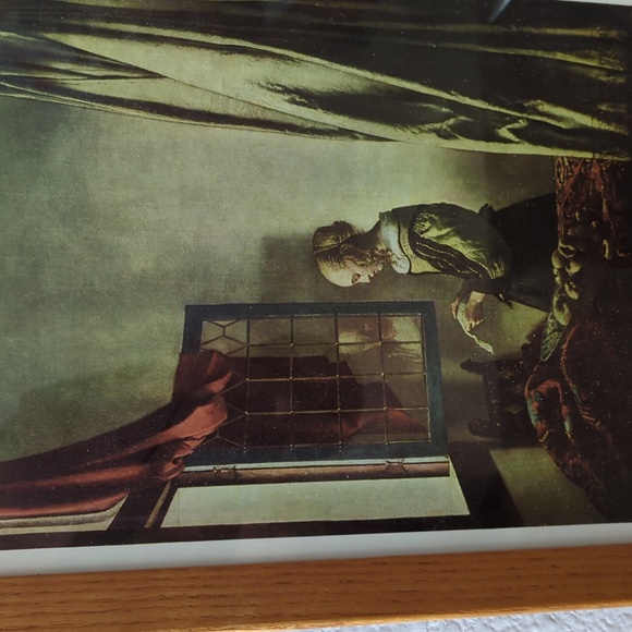 Framed Girl Reading A Letter at An Open Window Vermeer Reproduction - Picture 2 of 3